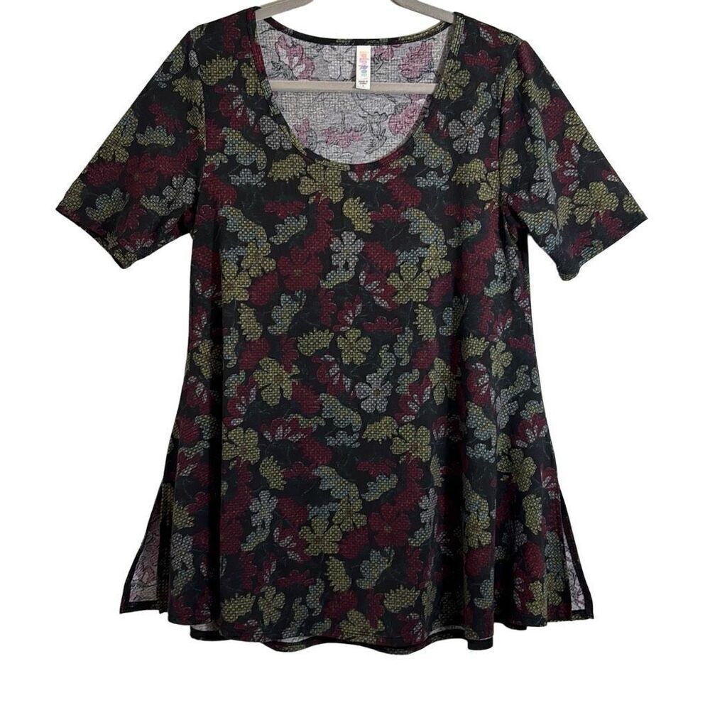LuLaRoe Perfect T print swing shape half sleeve side vent tunic tee S